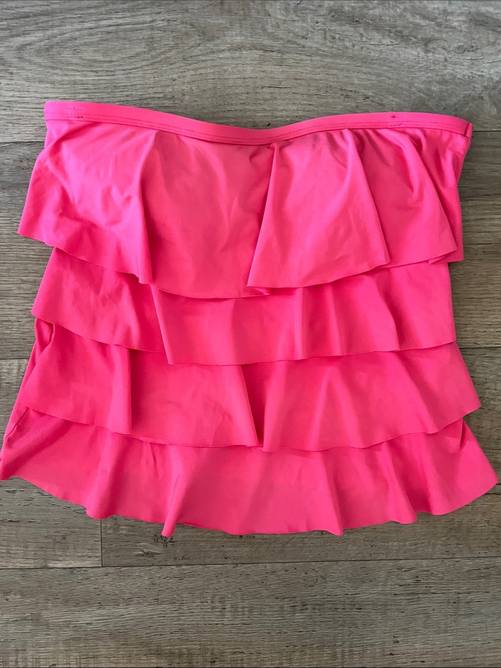 Cole Ruffled Swimwear Top Coral Color Strapless Size M
